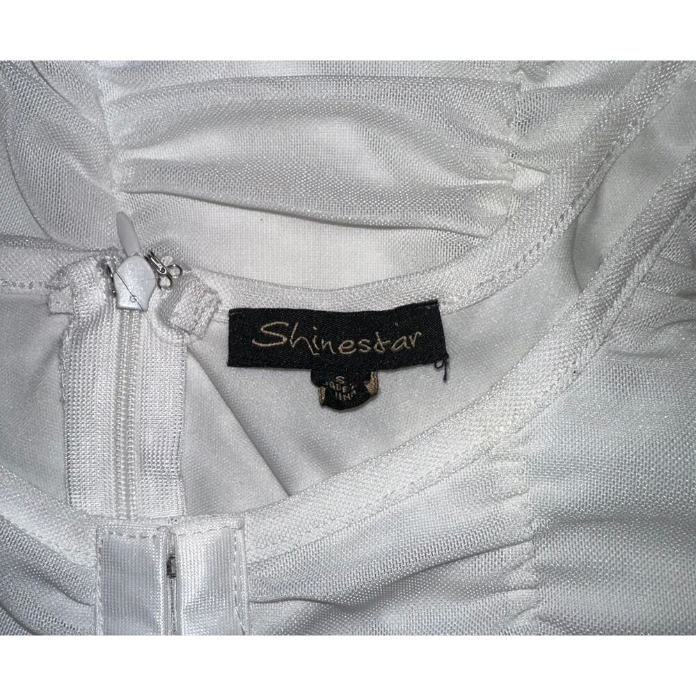 Shinestar White Ruched Bodycon Mini Dress - Picture 5 of 5
